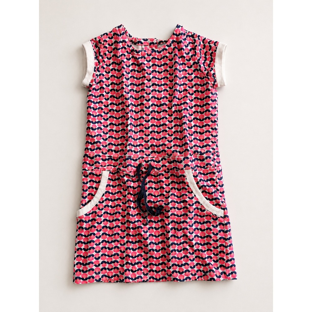 Carter's Floral French Terry Dress Kids Size 4 Pink Excellent Short Sleeve Snaps